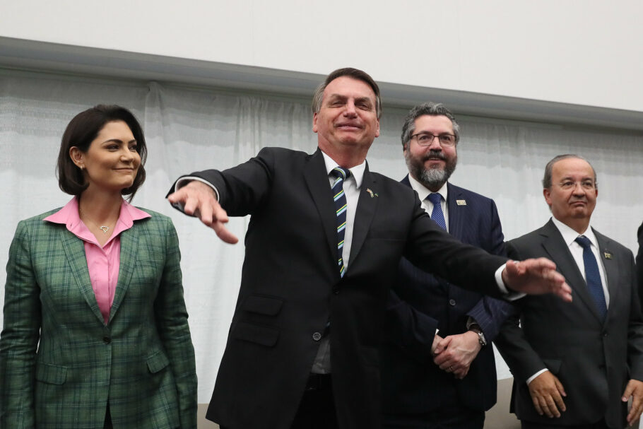 O presidente Jair Bolsonaro e a primeira-dama, Michelle Bolsonaro, em evento em Miami (EUA)