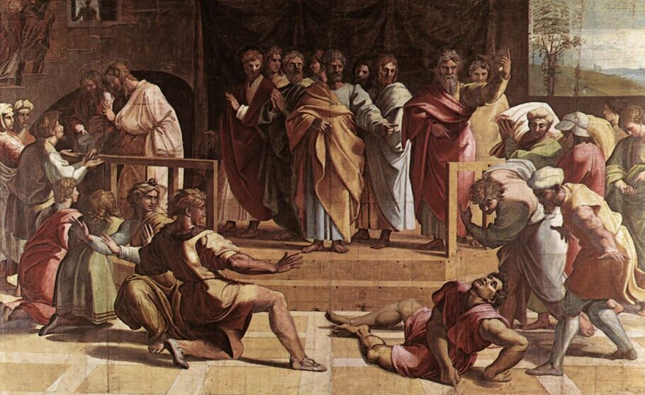A obra “A morte de Ananias”, exposta no Victoria and Albert Museum, em Londres