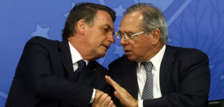 O presidente Jair Bolsonaro e o ministro da economia, Paulo Guedes