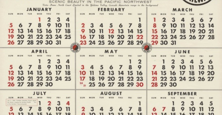 Calendário de 1964 é igual ao de 2020