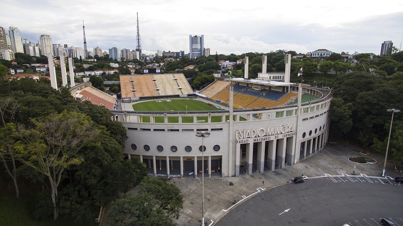 Football around the world, Pacaembu Stadium Sao Paulo Brazil Video made day 06/27/2016 Name: Municipal Paulo Machado de Carvalho stadium Filming with drone MORE OPTIONS IN MY PORTFOLIO