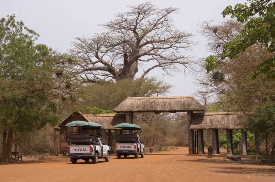 Bandia, Senegal – May 30, 2014: Pick ups road, at the door of the nature reserve of Bandia