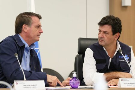 Presidente da República, Jair Bolsonaro e o Ministro da Saúde, Luiz Henrique Mandetta