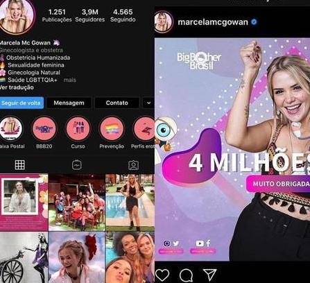 BBB20: Marcela perde seguidores e apaga post comemorativo de 4 milhões