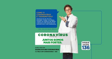 Ana Escobar em propaganda oficial contra o coronavírus