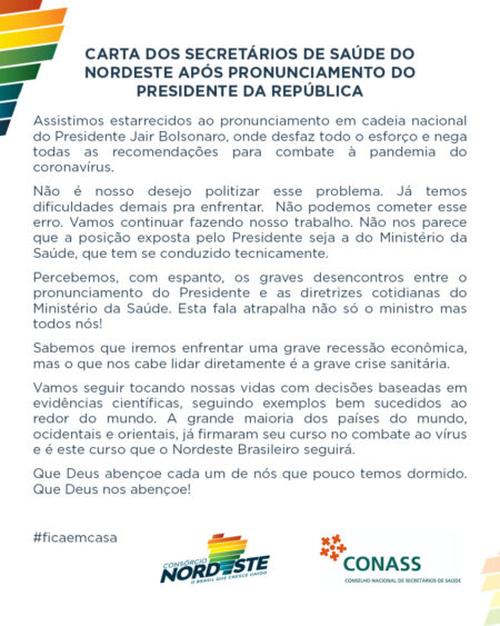 Secretários de saúde condenam fala de Bolsonaro: ‘Atrapalha todos nós’