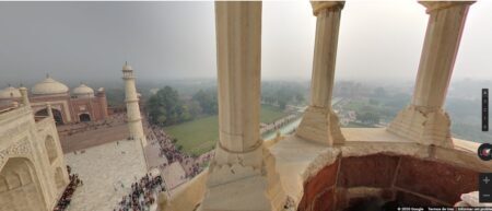 Vista de 360º do alto do Taj Mahal, na Índia