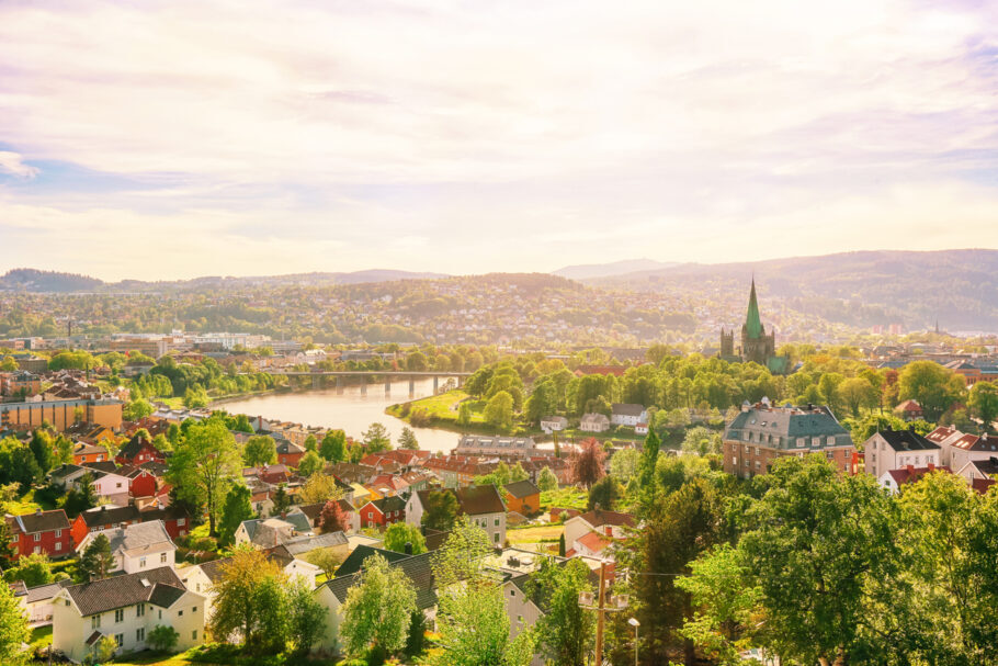 Vista panorâmica da cidade de Trondheim