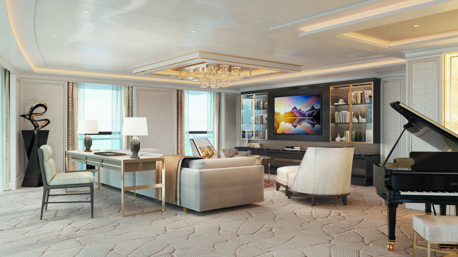 Sala de estar da Regent do Suite, do navio Seven Seas Splendor