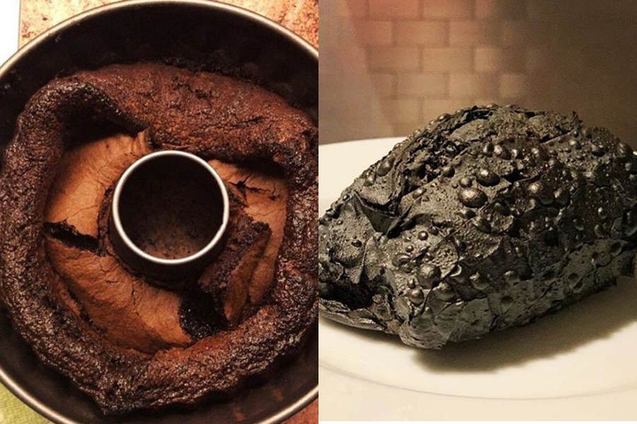 O que acharam desse bolo solado de chocolate e desse pão quentinho bem passado?