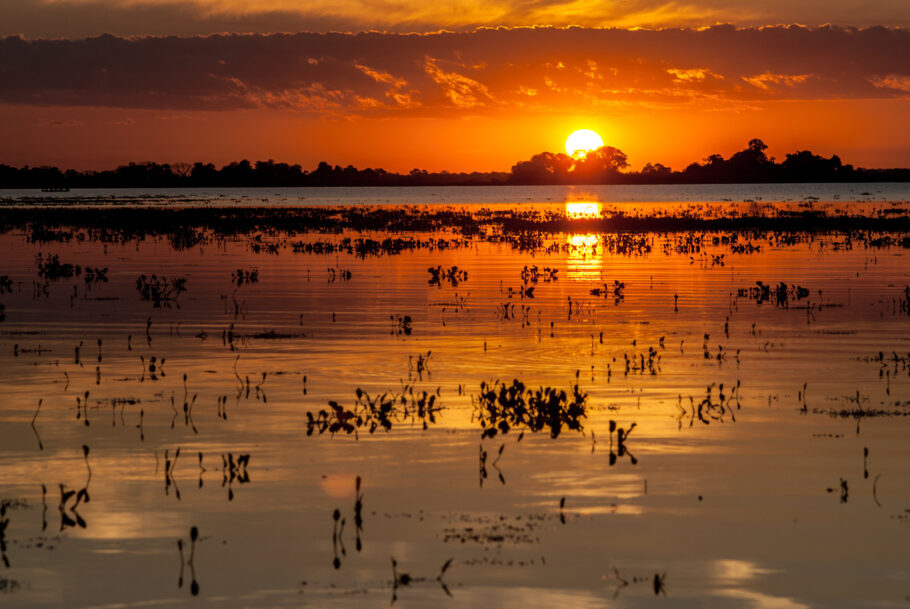 Pôr do sol no Pantanal, uma das regiões mais bonitas do país