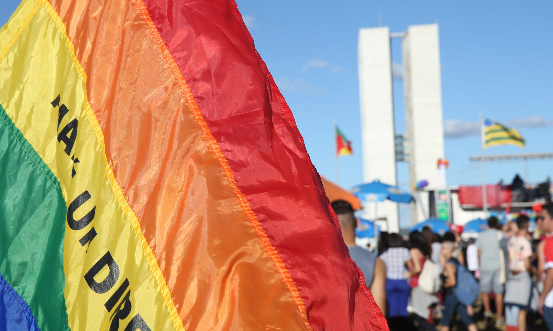 (Elza Fiuza/Agência Brasil) Manifestantes durante ato contra a LGBTfobia