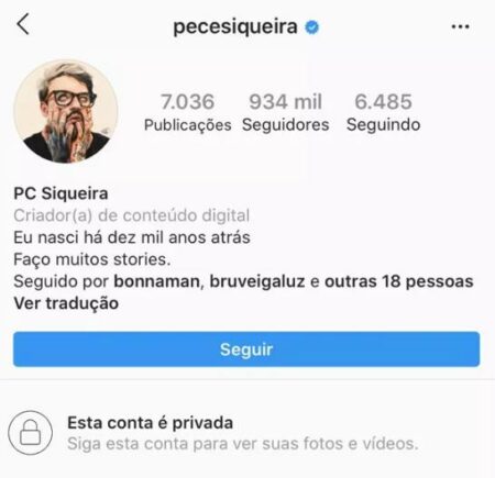 PC Siqueira torna perfil no Instagram privado