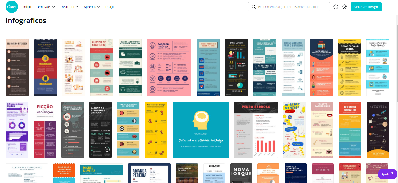 Além de infográficos é possível usar o Canva para fazer kits de mídia, relatórios, apresentações caprichadas e muito mais
