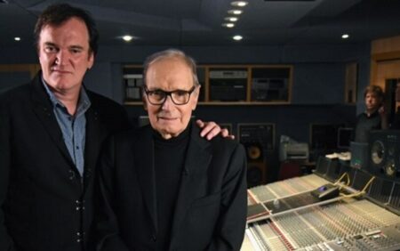 Ennio Morricone ao lado de Quentin Tarantino