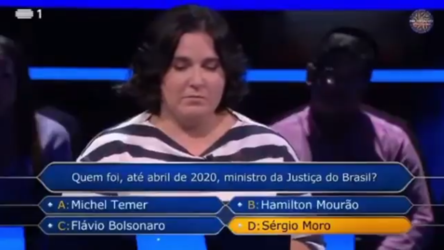 Mulher pede ‘Fora Bolsonaro’ em game show exibido pela rede de rádio e televisão estatal de Portugal