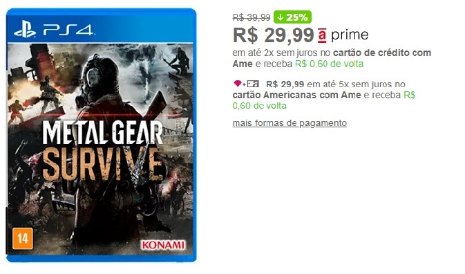 Jogo Metal Gear Survive - PS4 em Promoção na Americanas