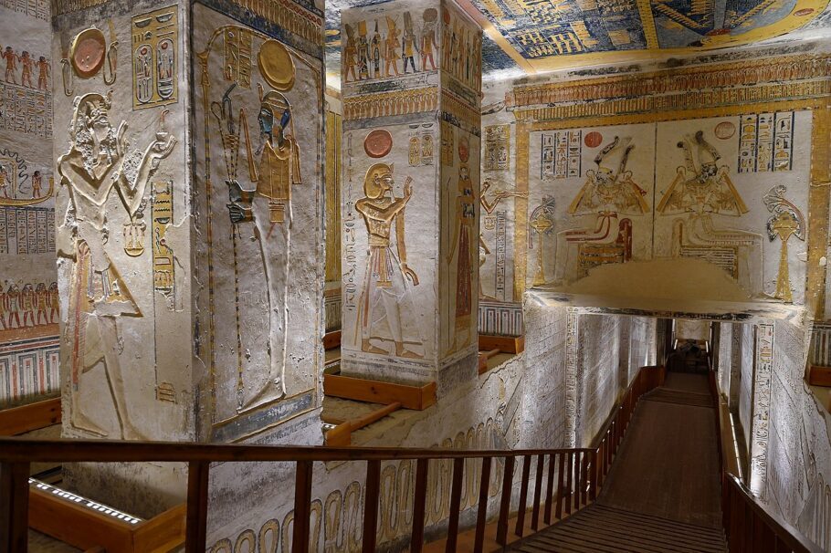 A tumba de Ramsés é considerada uma das mais bonitas do Egito Antigo