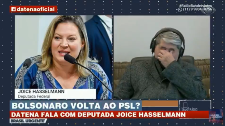 Cara do Datena ao ouvir Joice Hasselmann exigir apoio de Bolsonaro viraliza na web