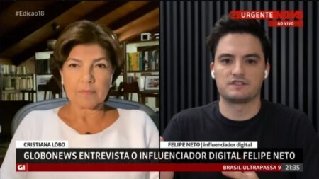 Felipe Neto criticou a GloboNews em entrevista ao próprio canal