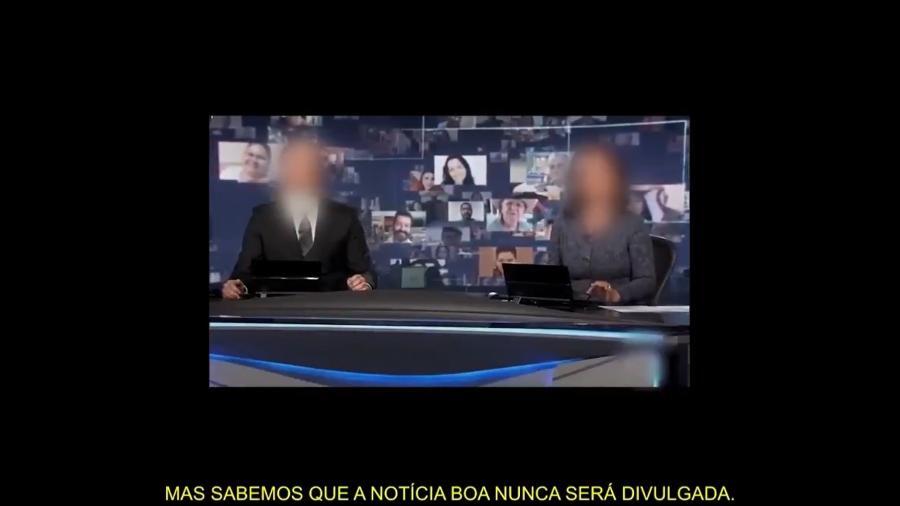 Imagem de um vídeo em apoio ao governo Bolsonaro com críticas ao JN