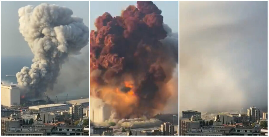 Imagens mostram momento da explosão em Beirute, no Líbano