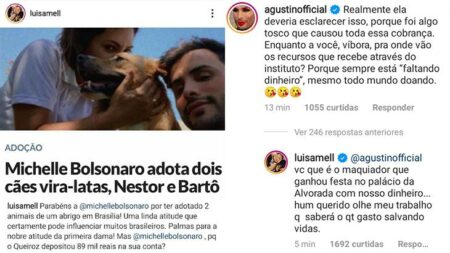 Luisa Mell e maquiador Agustin batem boca por causa de Michelle Bolsonaro