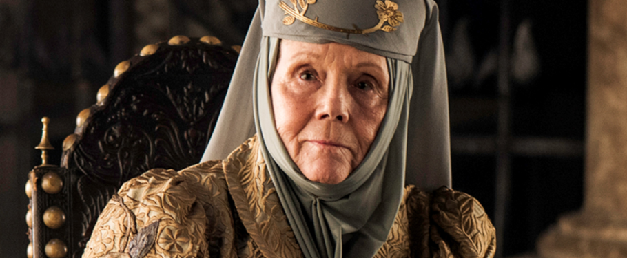 A atriz Diana Rigg no papel de Olenna Tyrell, na série ‘Game of Thrones’