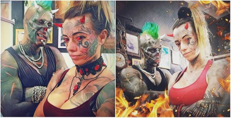 Mulher demônia e Diabão: um casal transformado e feliz