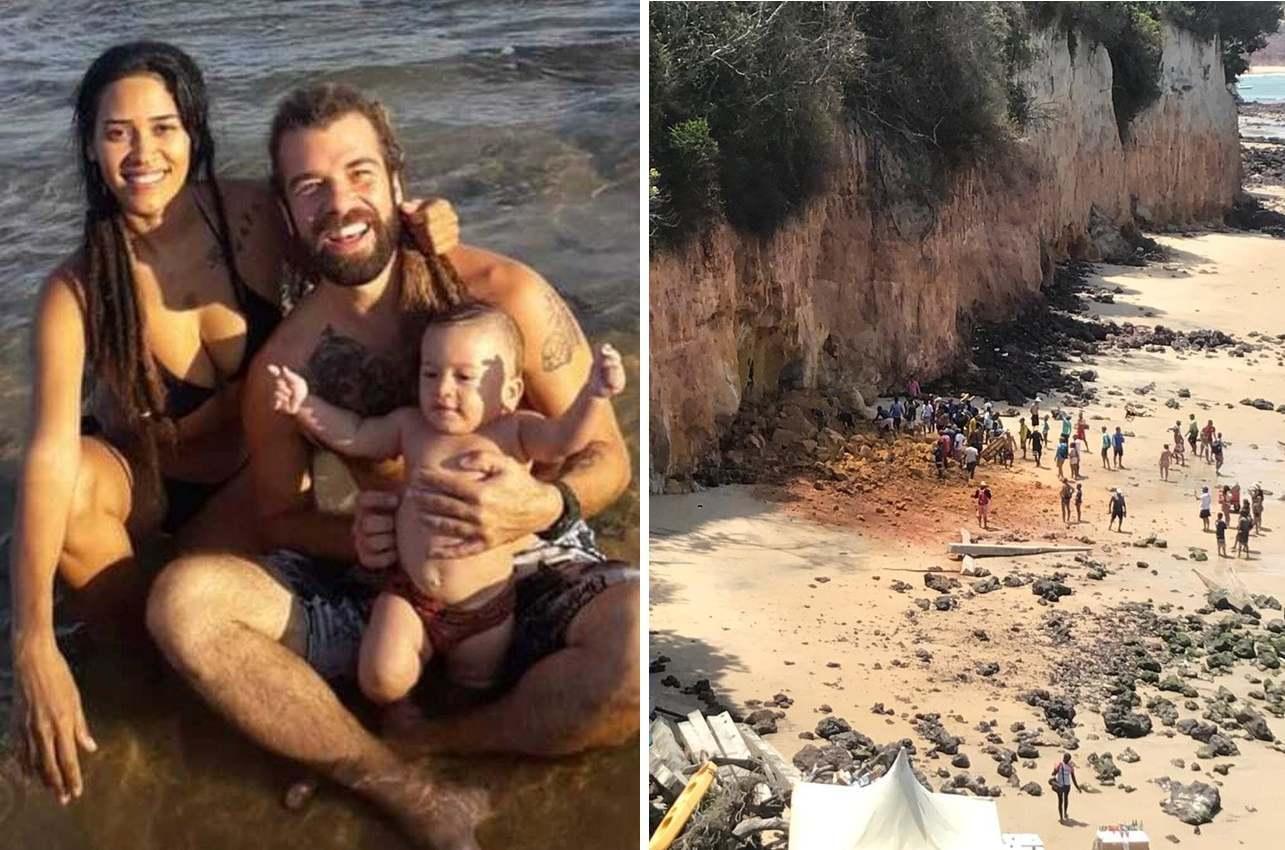 Hugo Pereira, mulher e filho morreram soterrados após queda de parte de falésia, na praia da Pipa