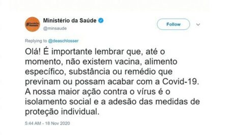 Ministério da Saúde apaga post em que diz não haver remédio para covid-19