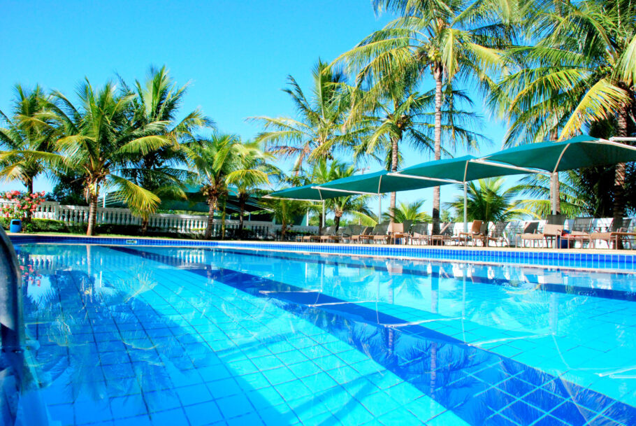 Uma das piscinas do Brotas Eco Hotel Fazenda, no interior de SP