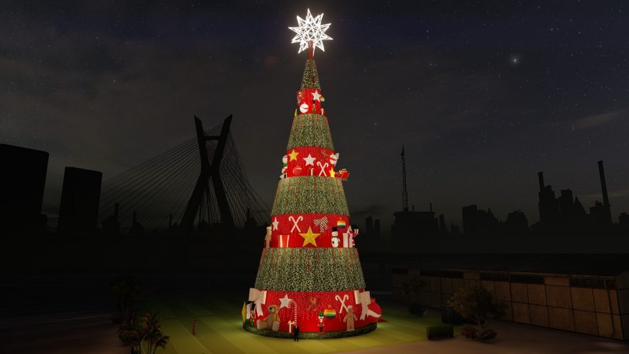 Só a estrela no topo da árvore de natal tem 6 metros de altura