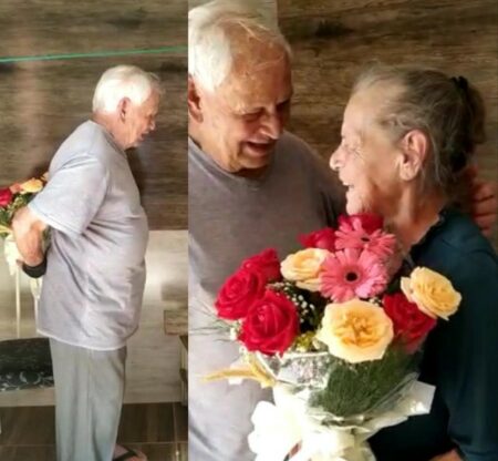 Vídeo: Idosa com Alzheimer ganha flores do marido e o reconhece