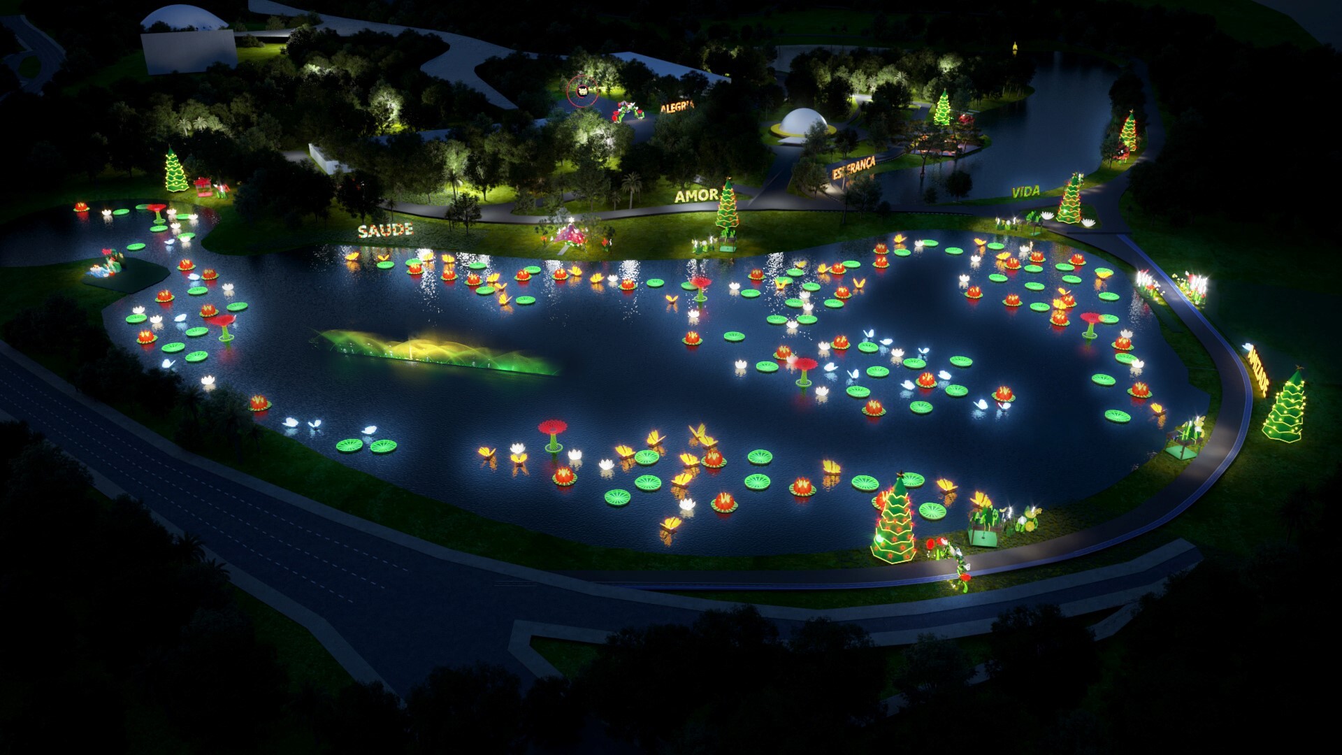 Natal no Ibirapuera tem show de luzes no lago e circuito de árvores🎄