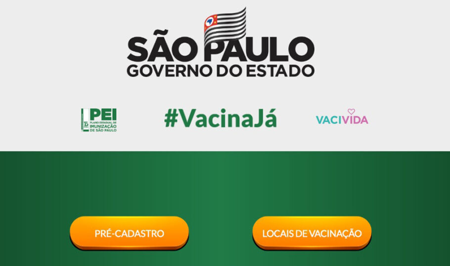 SP lança site para pré-cadastro de vacinação contra covid-19