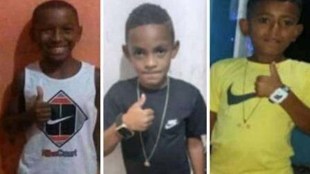 Lucas Matheus da Silva, de 8 anos, Alexandre da Silva, de 10, e Fernando Henrique Ribeiro Soares, de 11