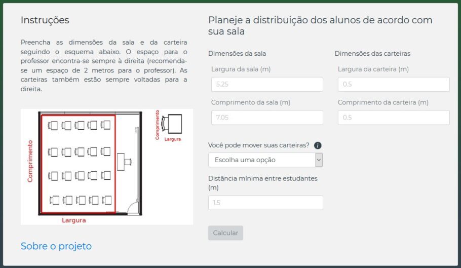 “Sala Planejada” fornece informações para que escolas posicionem as carteiras, visando evitar a propagação da covid-19