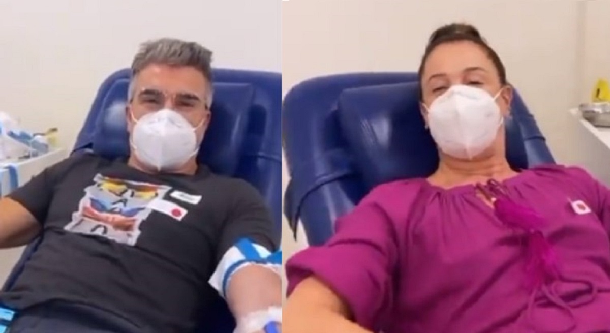 Cláudia Raia e marido doam sangue para Paulo Gustavo