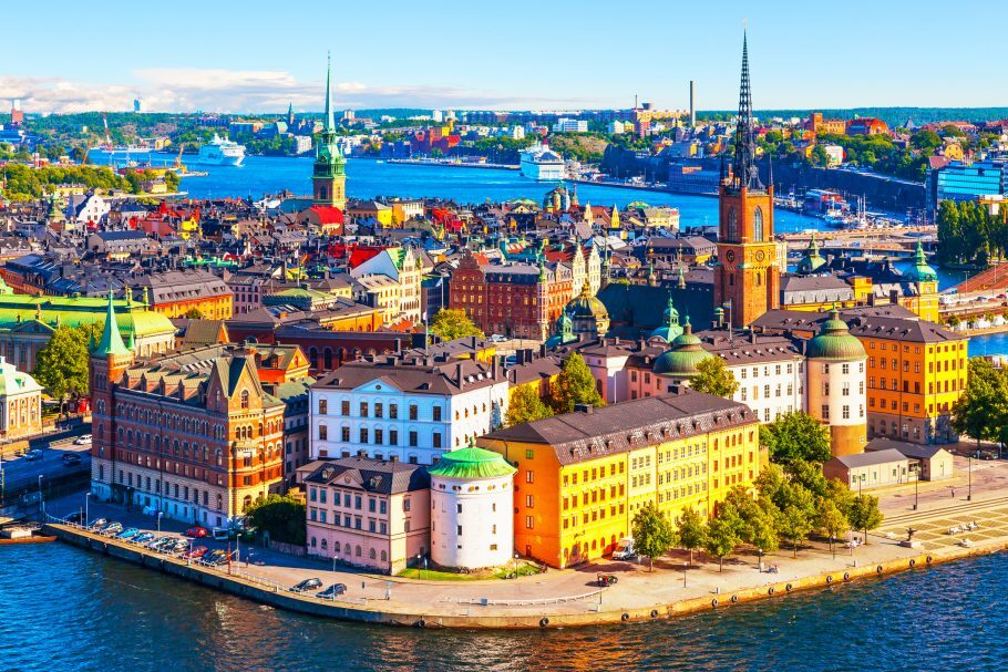 Vista da parte histórica de Estocolmo, na Suécia