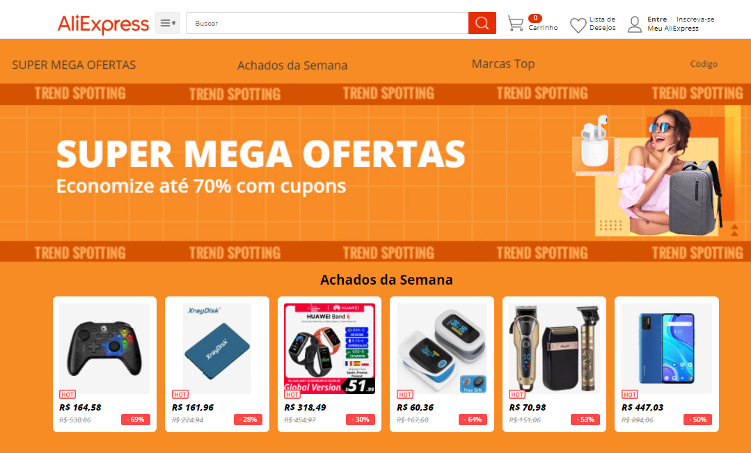 MegaSale AliExpress: até 70% de desconto e frete grátis para todo o Brasil