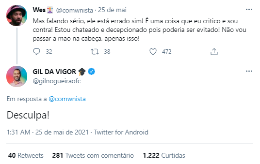 Gil do Vigor faz um pedido desculpa tímido após ser criticado por aglomerar com Neymar em restaurante