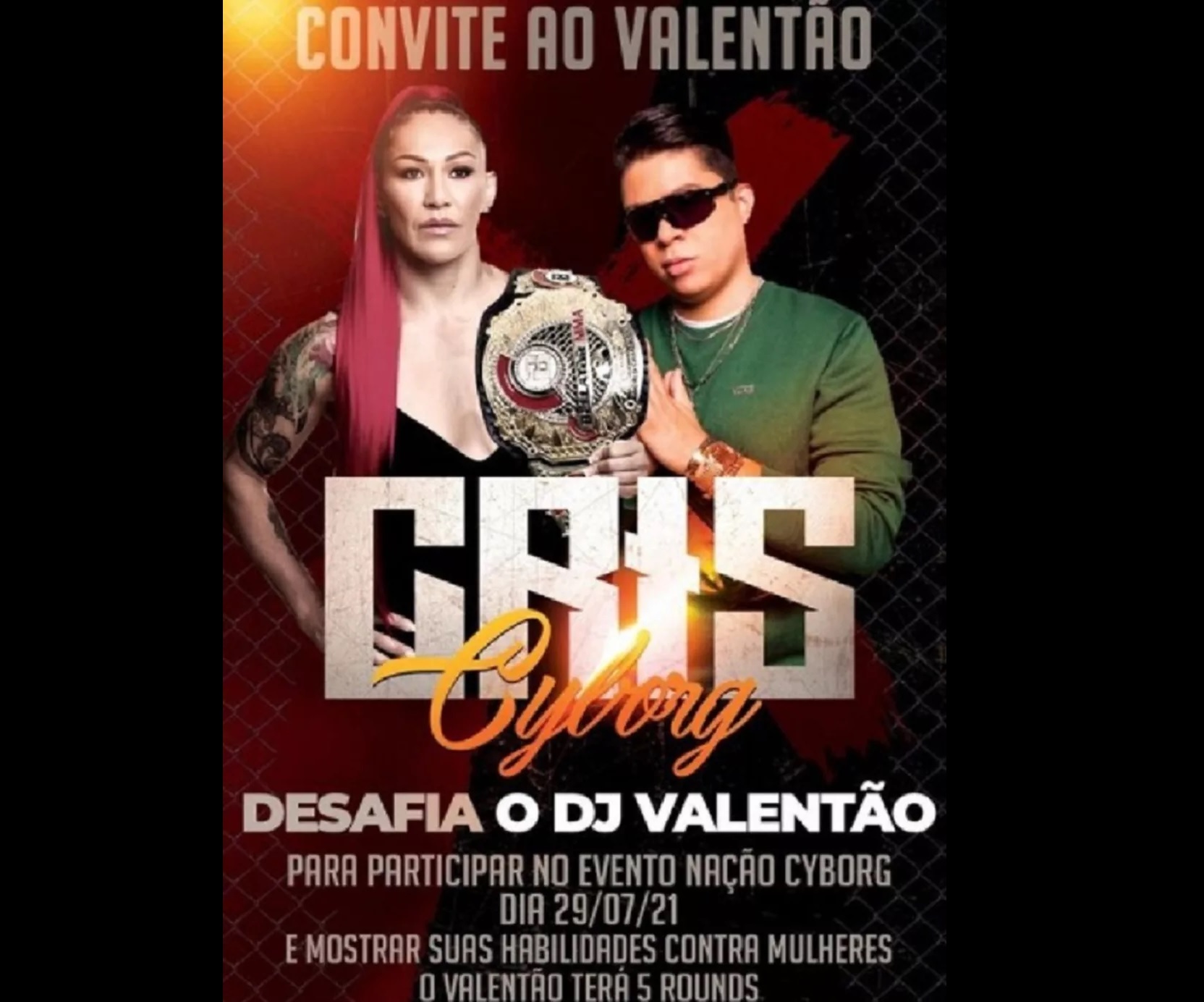 Lutadora do MMA Cris Cyborg desafia DJ Ivis para luta: ‘Valentão’
