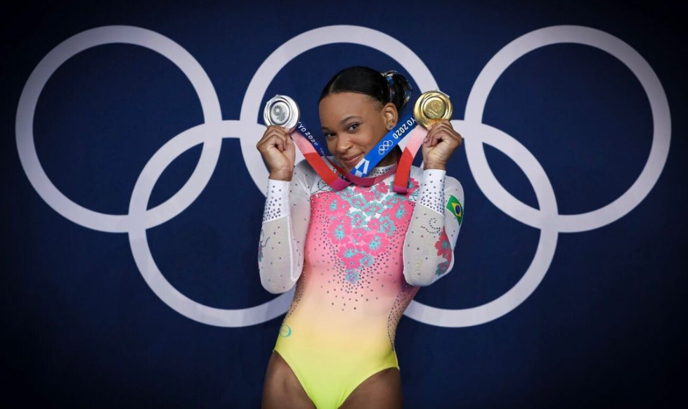 Rebeca Andrade, vencedora das medalhas de ouro e prata pela ginástica artística nas Olimpíadas
