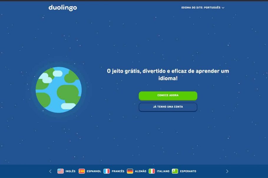 Duolingo pode ser acessado via navegador web ou aplicativo