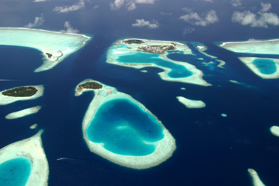 Vista panorâmica das Maldivas, local que pode desaparecer devido ao aquecimento global
