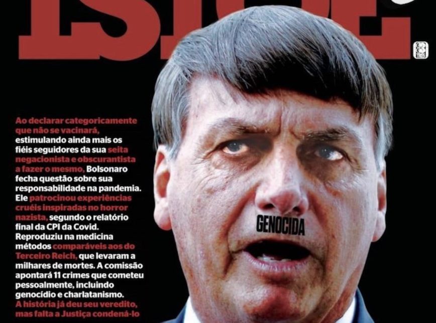 Capa da revista IstoÉ compara Bolsonaro a Hitler e chama o presidente de “mercador da morte”