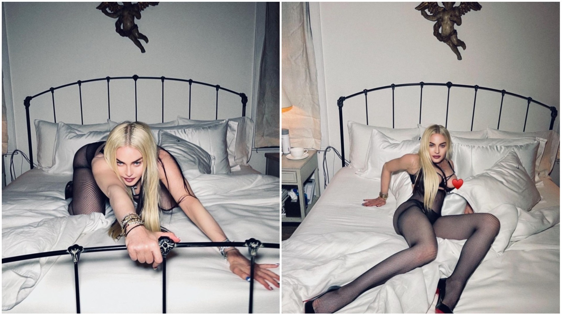Мадонна фотосессия под кроватью