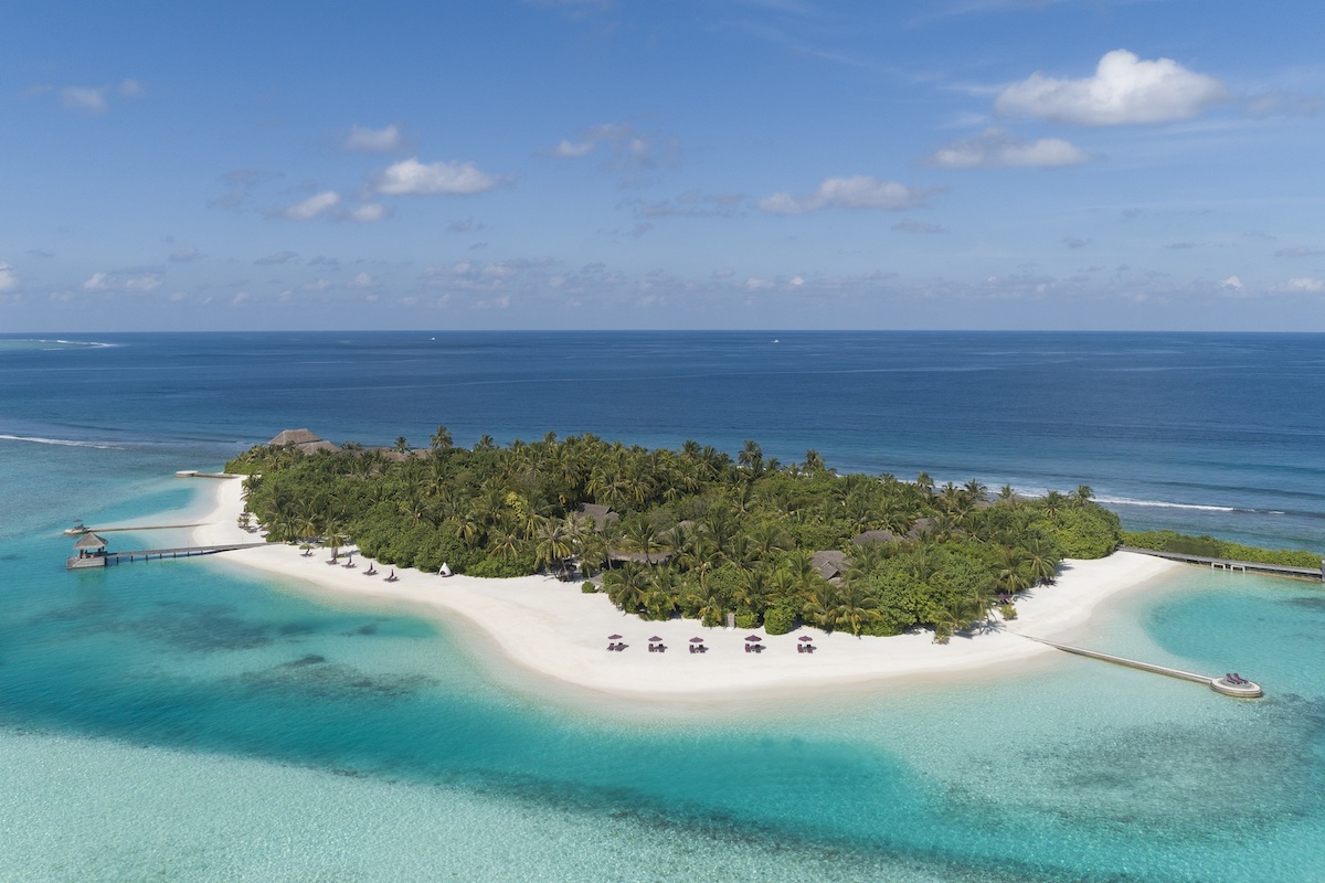  Vista aérea da ilha privativa onde fica o resortNaladhu Private Island, nas Maldivas