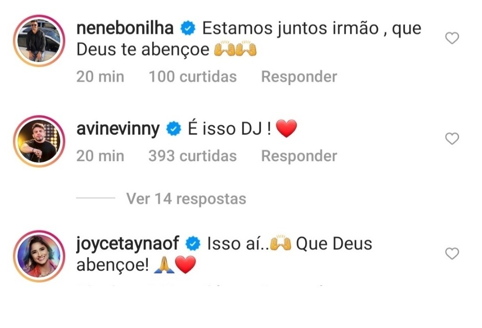Ávine Vinny apoiou DJ Ivis nas redes sociais